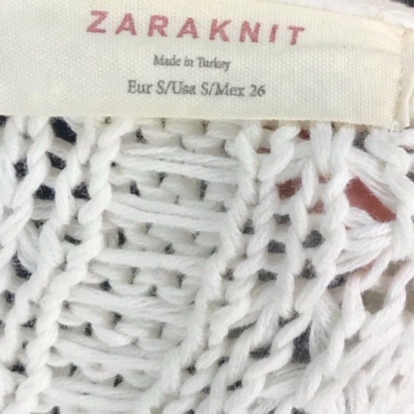 Zara knit cream white v-neck sweater small - Picture 4 of 4